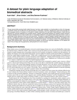 A Dataset for Plain Language Adaptation of Biomedical Abstracts