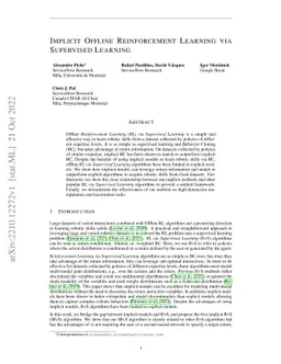 Implicit Offline Reinforcement Learning via Supervised Learning