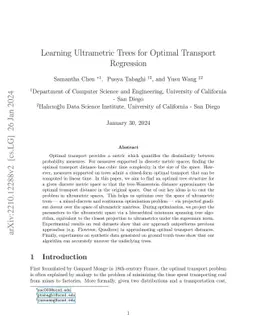 Learning Ultrametric Trees for Optimal Transport Regression