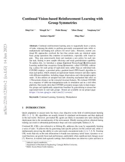 Continual Vision-based Reinforcement Learning with Group Symmetries