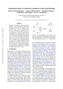 A Benchmark Study of Contrastive Learning for Arabic Social Meaning
