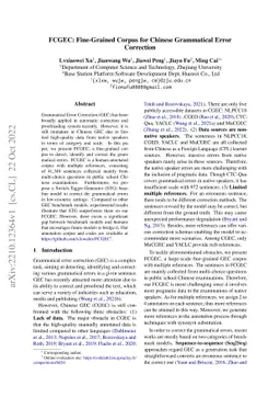 FCGEC: Fine-Grained Corpus for Chinese Grammatical Error Correction