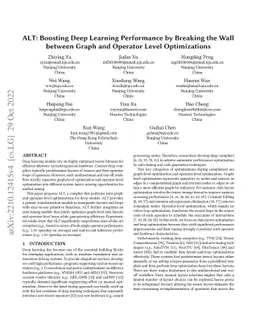 ALT: Boosting Deep Learning Performance by Breaking the Wall between
  Graph and Operator Level Optimizations
