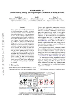 Robots-Dont-Cry: Understanding Falsely Anthropomorphic Utterances in
  Dialog Systems