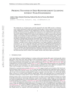 Probing Transfer in Deep Reinforcement Learning without Task Engineering