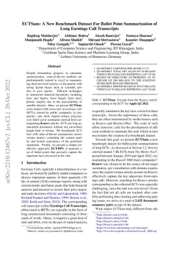 ECTSum: A New Benchmark Dataset For Bullet Point Summarization of Long
  Earnings Call Transcripts