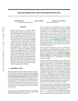 Bayesian Optimization with Conformal Prediction Sets