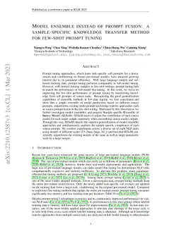 Model ensemble instead of prompt fusion: a sample-specific knowledge
  transfer method for few-shot prompt tuning