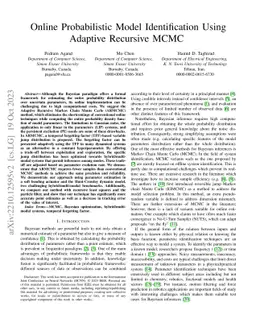 Online Probabilistic Model Identification using Adaptive Recursive MCMC