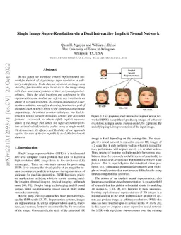 Single Image Super-Resolution via a Dual Interactive Implicit Neural
  Network
