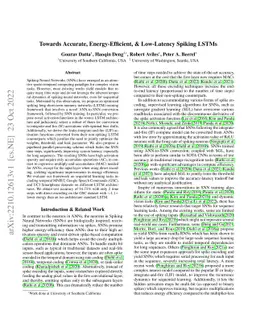 Towards Energy-Efficient, Low-Latency and Accurate Spiking LSTMs