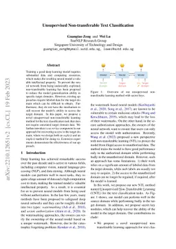 Unsupervised Non-transferable Text Classification