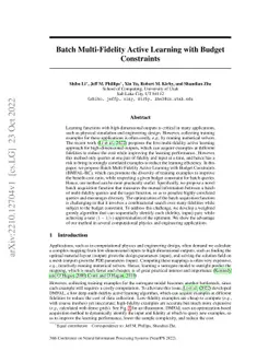 Batch Multi-Fidelity Active Learning with Budget Constraints