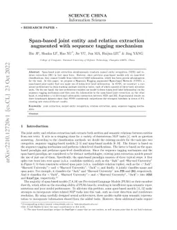 Span-based joint entity and relation extraction augmented with sequence
  tagging mechanism