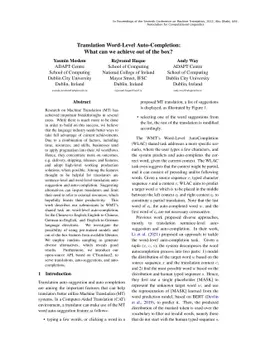 Translation Word-Level Auto-Completion: What can we achieve out of the
  box?