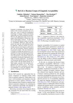 RuCoLA: Russian Corpus of Linguistic Acceptability