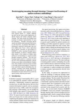 Bootstrapping meaning through listening: Unsupervised learning of spoken
  sentence embeddings