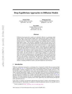 Deep Equilibrium Approaches to Diffusion Models