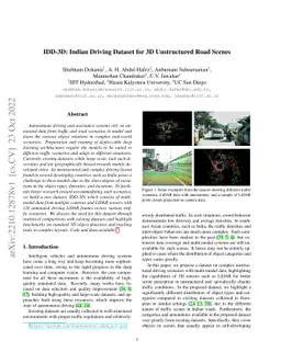 IDD-3D: Indian Driving Dataset for 3D Unstructured Road Scenes
