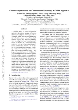 Retrieval Augmentation for Commonsense Reasoning: A Unified Approach