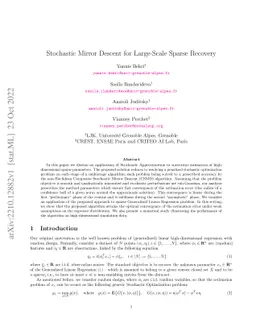 Stochastic Mirror Descent for Large-Scale Sparse Recovery