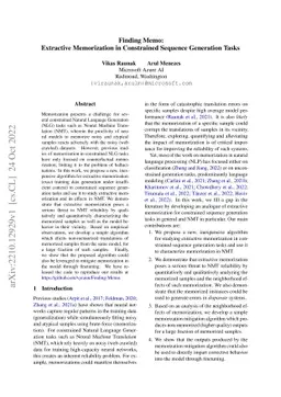 Finding Memo: Extractive Memorization in Constrained Sequence Generation
  Tasks