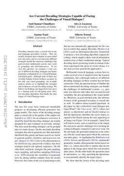 Are Current Decoding Strategies Capable of Facing the Challenges of
  Visual Dialogue?