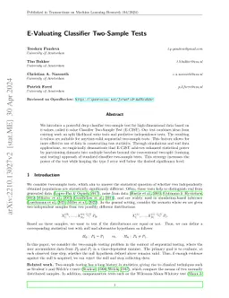 E-Valuating Classifier Two-Sample Tests