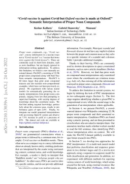 "Covid vaccine is against Covid but Oxford vaccine is made at Oxford!"
  Semantic Interpretation of Proper Noun Compounds