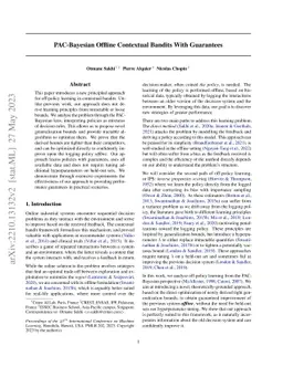 PAC-Bayesian Offline Contextual Bandits With Guarantees