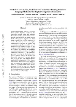 The Better Your Syntax, the Better Your Semantics? Probing Pretrained
  Language Models for the English Comparative Correlative