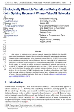 Biologically Plausible Variational Policy Gradient with Spiking
  Recurrent Winner-Take-All Networks