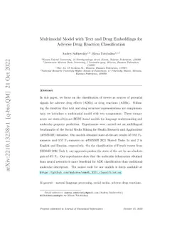 Multimodal Model with Text and Drug Embeddings for Adverse Drug Reaction
  Classification