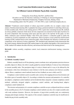 Local Connection Reinforcement Learning Method for Efficient Control of
  Robotic Peg-in-Hole Assembly