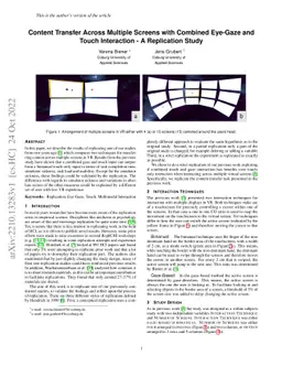 Content Transfer Across Multiple Screens with Combined Eye-Gaze and
  Touch Interaction -- A Replication Study