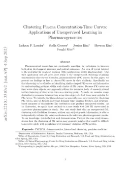 Applications of Machine Learning in Pharmacogenomics: Clustering Plasma
  Concentration-Time Curves