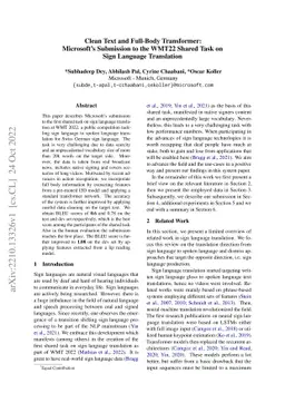 Clean Text and Full-Body Transformer: Microsoft's Submission to the
  WMT22 Shared Task on Sign Language Translation