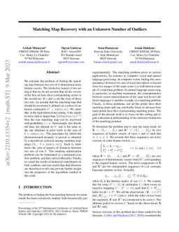 Matching Map Recovery with an Unknown Number of Outliers