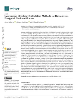 Comparison of Entropy Calculation Methods for Ransomware Encrypted File
  Identification