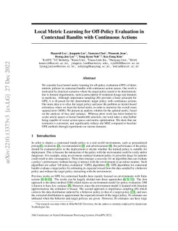 Local Metric Learning for Off-Policy Evaluation in Contextual Bandits
  with Continuous Actions