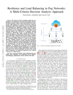 Resilience and Load Balancing in Fog Networks: A Multi-Criteria Decision
  Analysis Approach