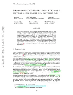 Emergent World Representations: Exploring a Sequence Model Trained on a
  Synthetic Task