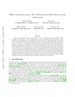 Offline congestion games: How feedback type affects data coverage
  requirement