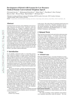 Development of Hybrid ASR Systems for Low Resource Medical Domain
  Conversational Telephone Speech