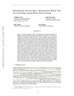 Dichotomy of Control: Separating What You Can Control from What You
  Cannot