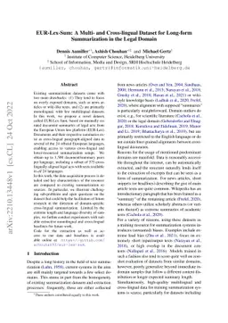 EUR-Lex-Sum: A Multi- and Cross-lingual Dataset for Long-form
  Summarization in the Legal Domain