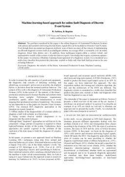 Machine learning-based approach for online fault Diagnosis of Discrete
  Event System