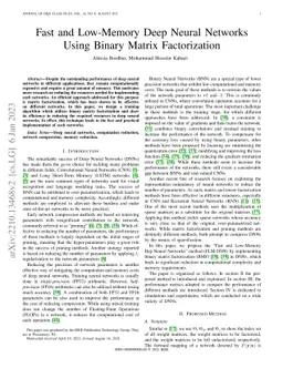 Fast and Low-Memory Deep Neural Networks Using Binary Matrix
  Factorization