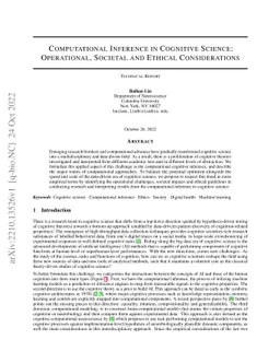 Computational Inference in Cognitive Science: Operational, Societal and
  Ethical Considerations