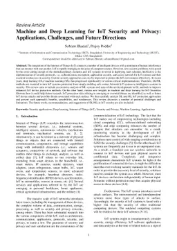 Machine and Deep Learning for IoT Security and Privacy: Applications,
  Challenges, and Future Directions